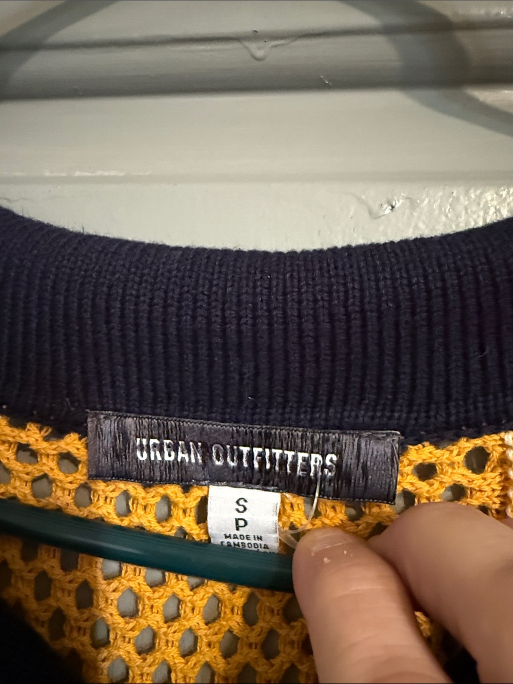 Urban Outfitters Yellow Mesh Polo with Navy Trim - Picture 2 of 4